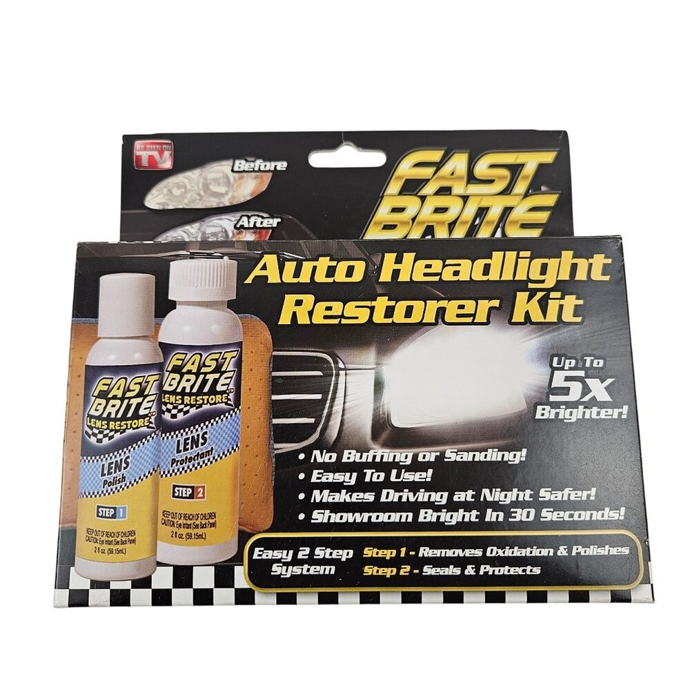 Fast Brite Auto Headlight Restorer Kit Lens Removes Oxidation Polishes Seals - Picture 1 of 12